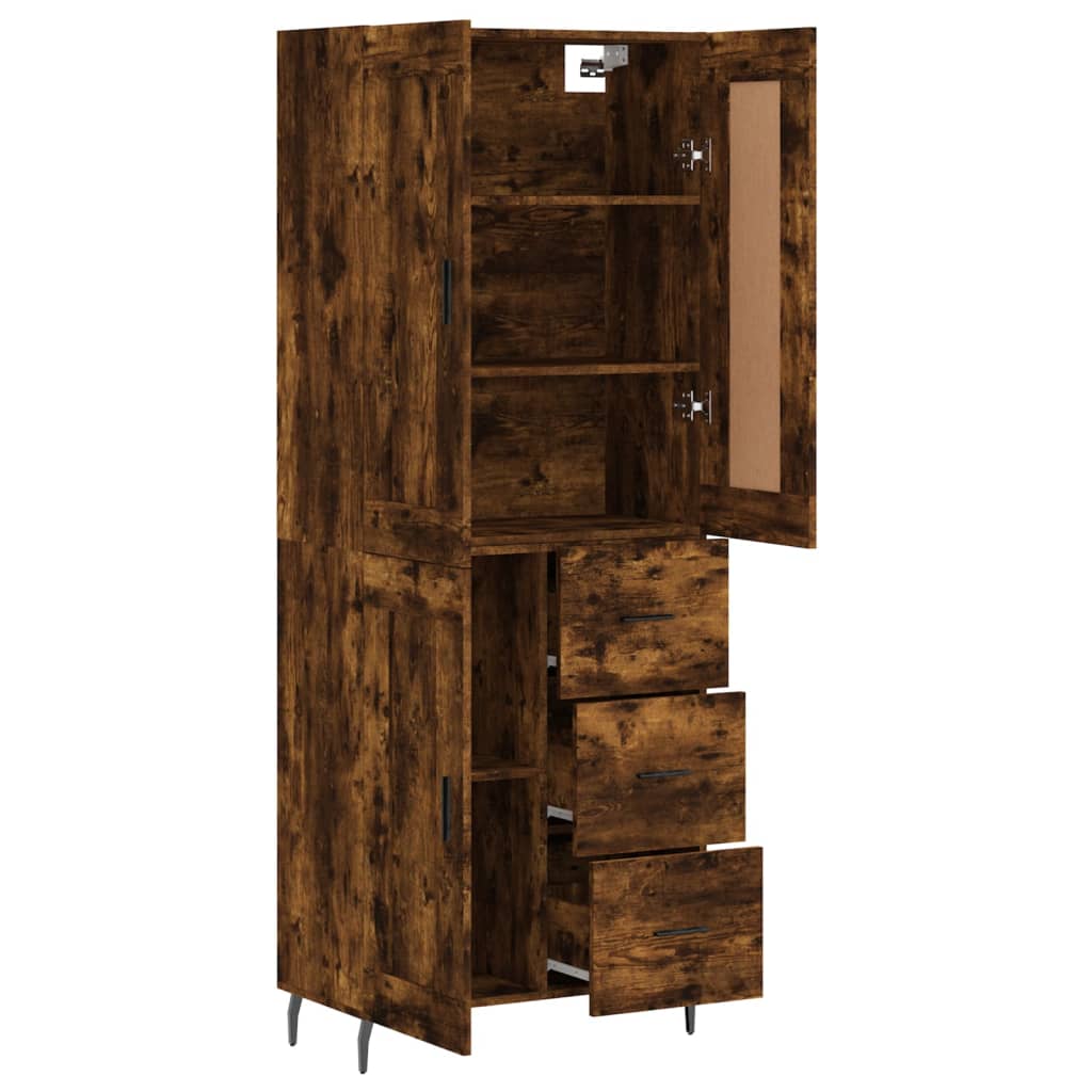 Hoge kast 69,5x34x180 cm bewerkt hout gerookt eikenkleurig is nu te koop bij PeponiXL, paradijselijk wonen!