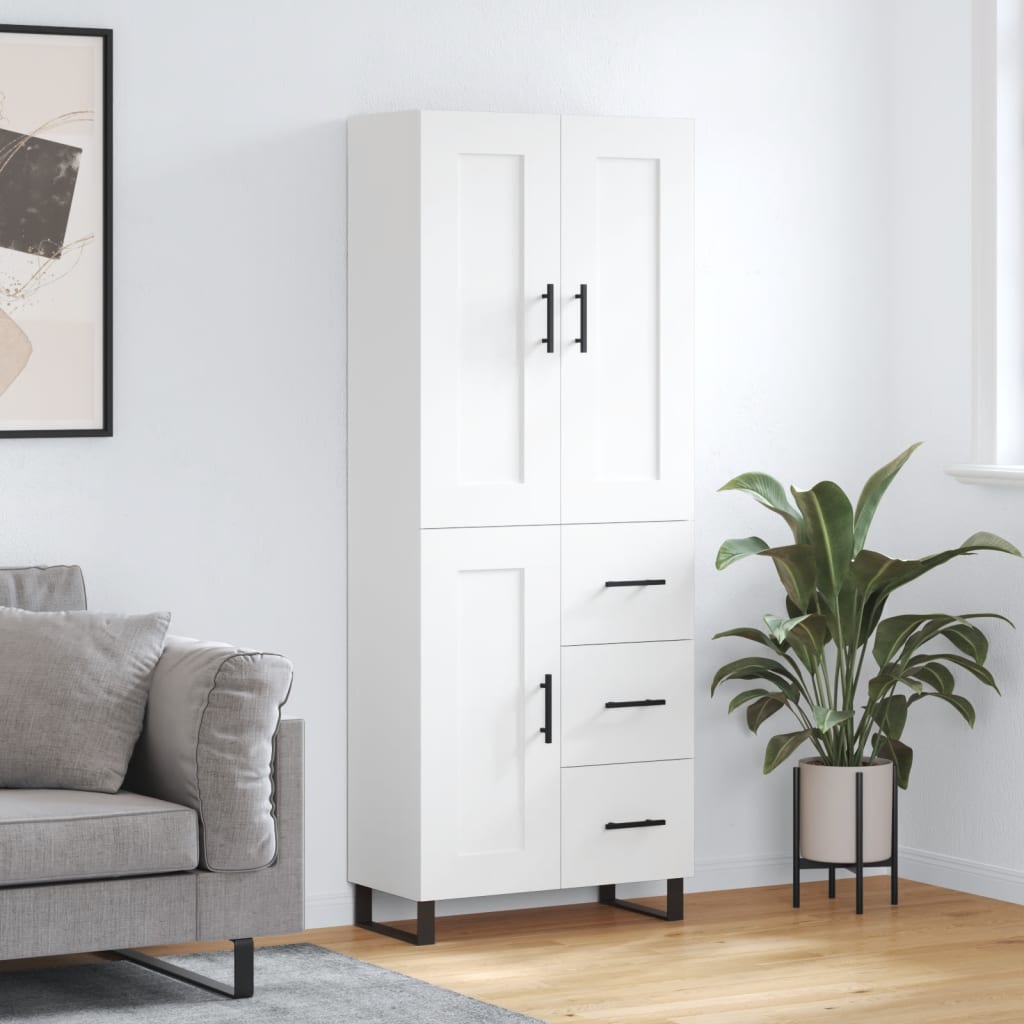 Hoge kast 69,5x34x180 cm bewerkt hout wit is nu te koop bij PeponiXL, paradijselijk wonen!