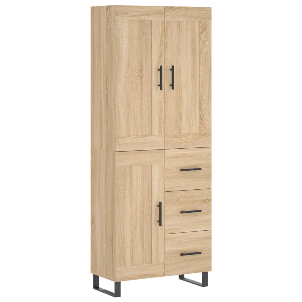 Hoge kast 69,5x34x180 cm bewerkt hout sonoma eikenkleurig is nu te koop bij PeponiXL, paradijselijk wonen!