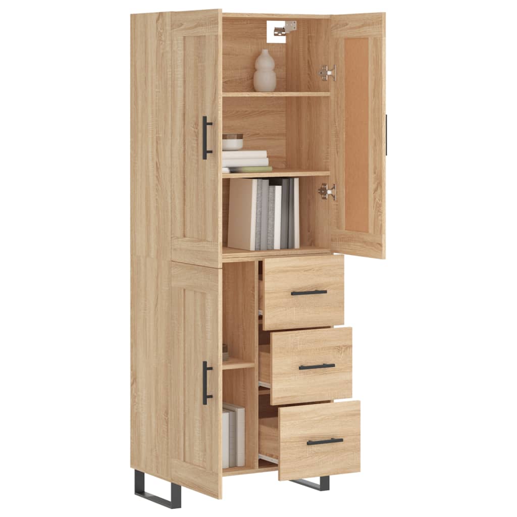 Hoge kast 69,5x34x180 cm bewerkt hout sonoma eikenkleurig is nu te koop bij PeponiXL, paradijselijk wonen!