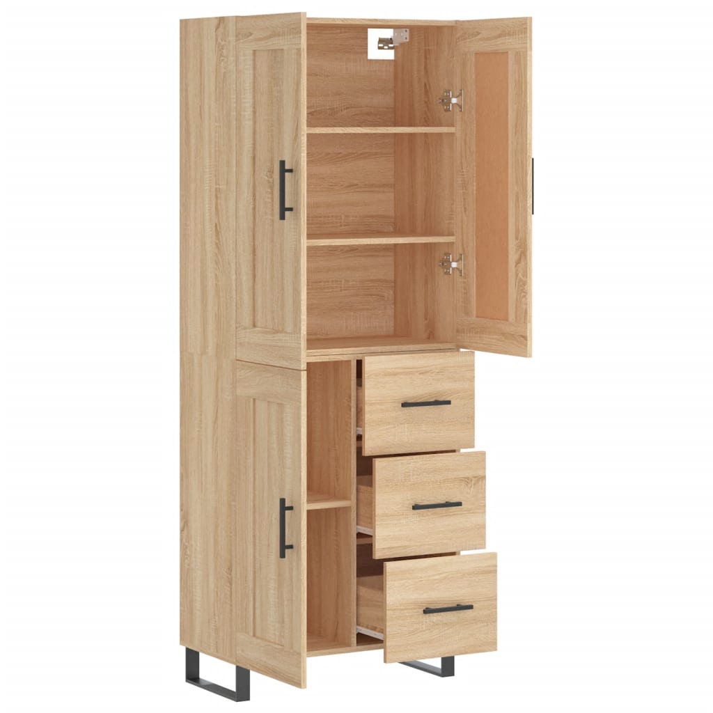 Hoge kast 69,5x34x180 cm bewerkt hout sonoma eikenkleurig is nu te koop bij PeponiXL, paradijselijk wonen!