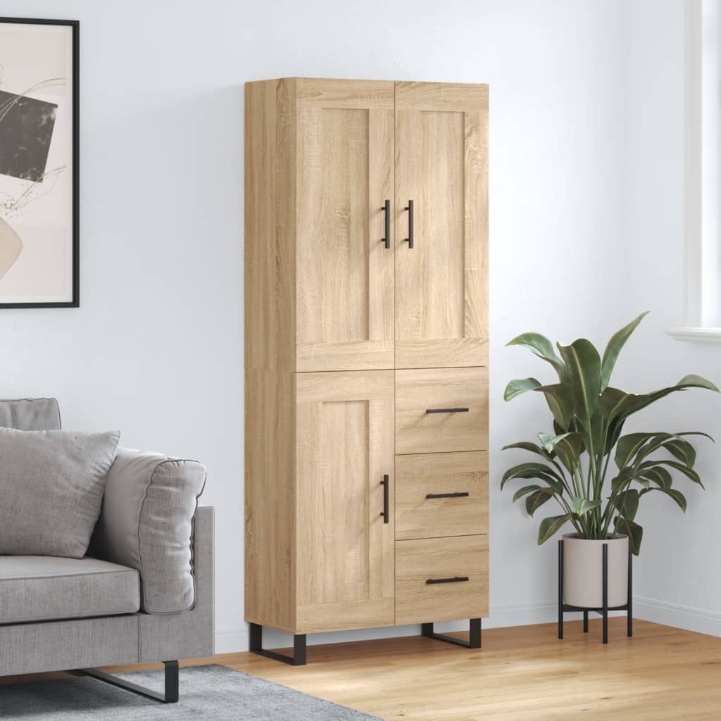 Hoge kast 69,5x34x180 cm bewerkt hout sonoma eikenkleurig is nu te koop bij PeponiXL, paradijselijk wonen!