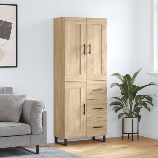 Hoge kast 69,5x34x180 cm bewerkt hout sonoma eikenkleurig is nu te koop bij PeponiXL, paradijselijk wonen!