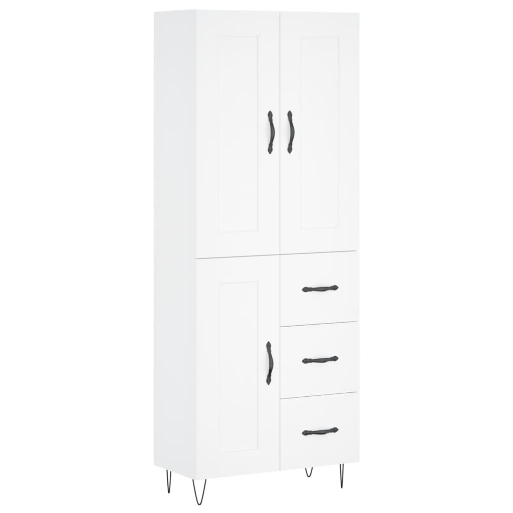 Hoge kast 69,5x34x180 cm bewerkt hout wit is nu te koop bij PeponiXL, paradijselijk wonen!