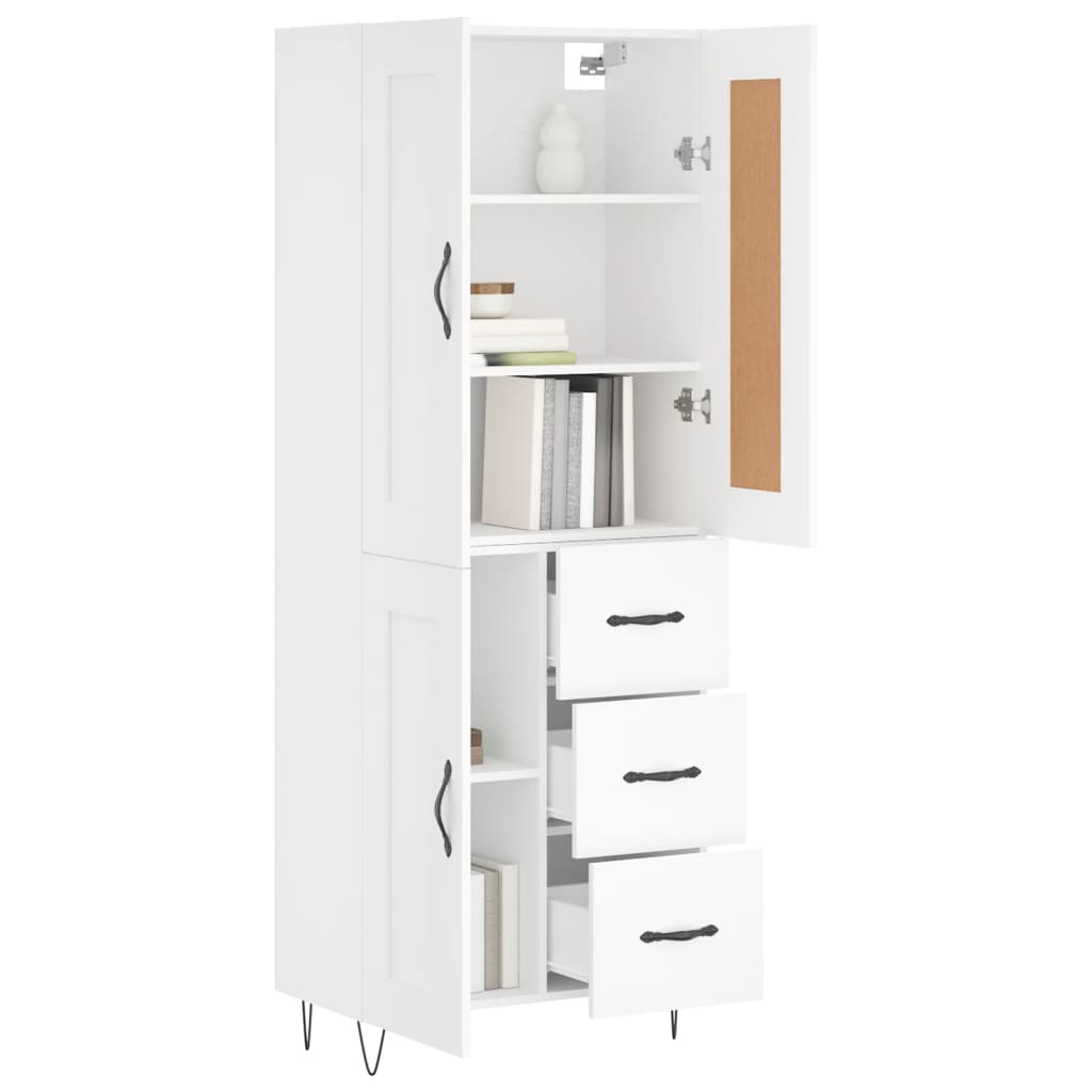 Hoge kast 69,5x34x180 cm bewerkt hout wit is nu te koop bij PeponiXL, paradijselijk wonen!