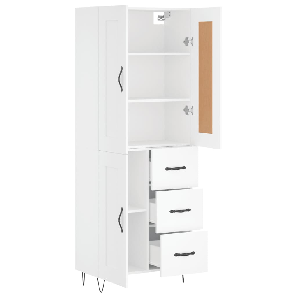 Hoge kast 69,5x34x180 cm bewerkt hout wit is nu te koop bij PeponiXL, paradijselijk wonen!