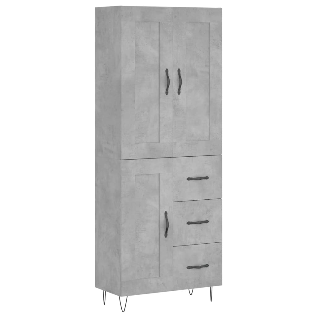 Hoge kast 69,5x34x180 cm bewerkt hout betongrijs is nu te koop bij PeponiXL, paradijselijk wonen!