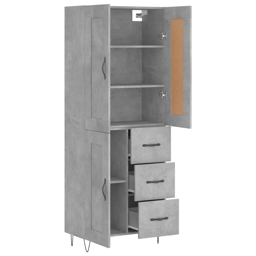 Hoge kast 69,5x34x180 cm bewerkt hout betongrijs is nu te koop bij PeponiXL, paradijselijk wonen!