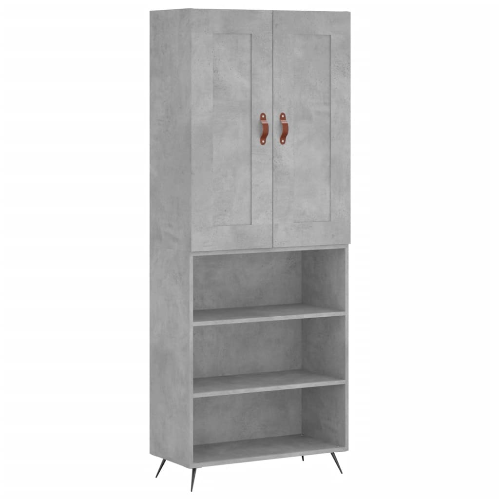 Hoge kast 69,5x34x180 cm bewerkt hout betongrijs is nu te koop bij PeponiXL, paradijselijk wonen!