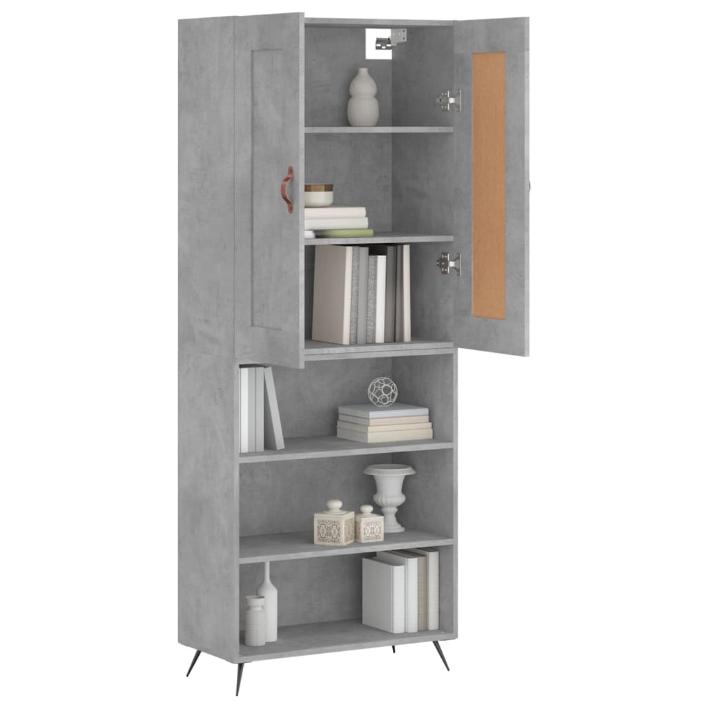 Hoge kast 69,5x34x180 cm bewerkt hout betongrijs is nu te koop bij PeponiXL, paradijselijk wonen!