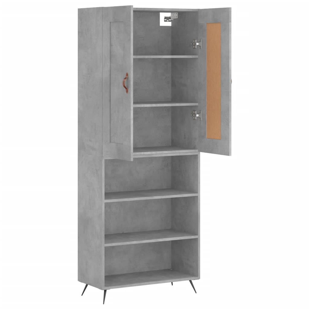 Hoge kast 69,5x34x180 cm bewerkt hout betongrijs is nu te koop bij PeponiXL, paradijselijk wonen!