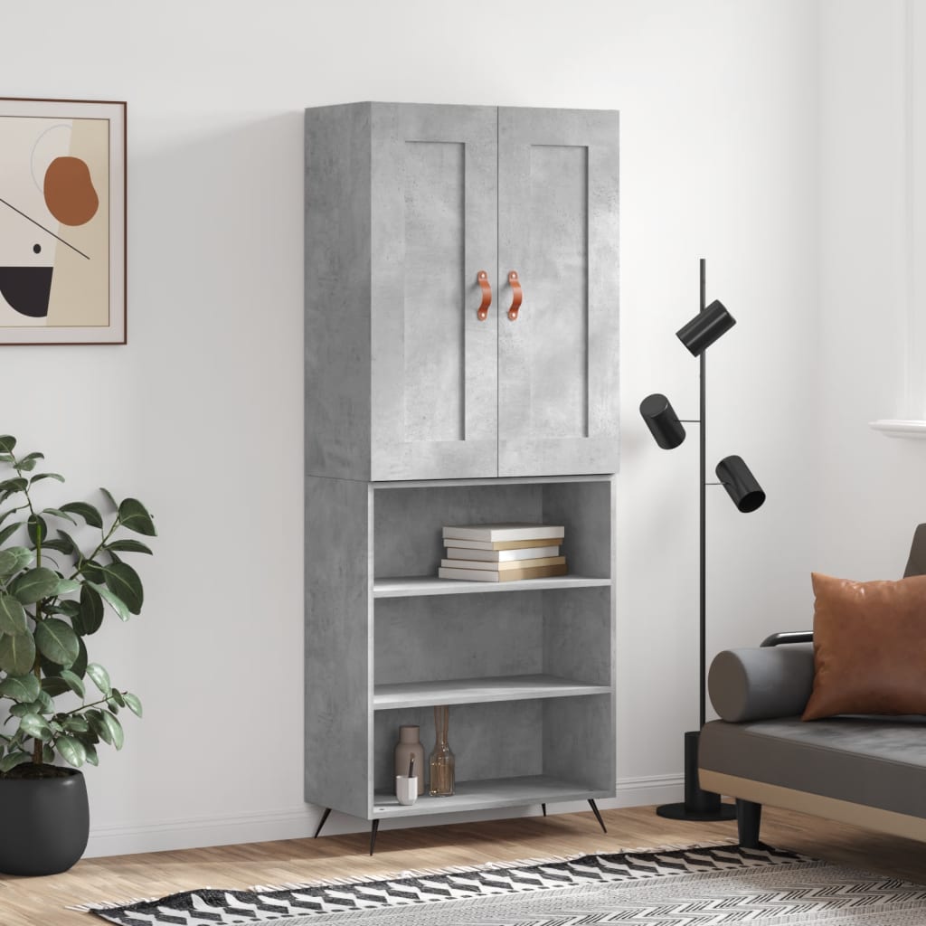 Hoge kast 69,5x34x180 cm bewerkt hout betongrijs is nu te koop bij PeponiXL, paradijselijk wonen!