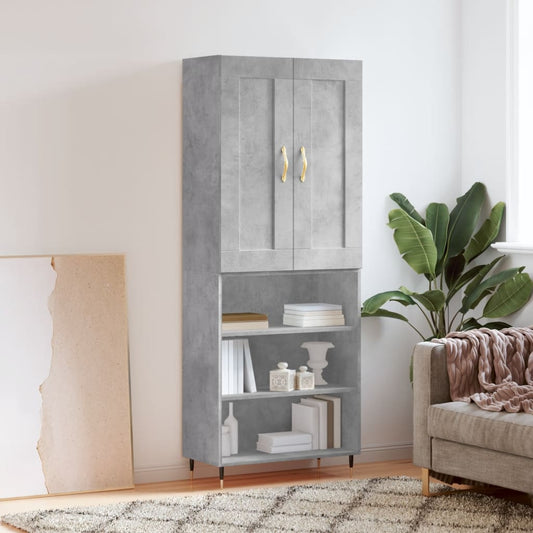 Hoge kast 69,5x34x180 cm bewerkt hout betongrijs is nu te koop bij PeponiXL, paradijselijk wonen!