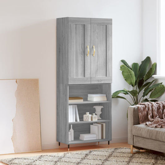 Hoge kast 69,5x34x180 cm bewerkt hout grijs sonoma eikenkleurig is nu te koop bij PeponiXL, paradijselijk wonen!