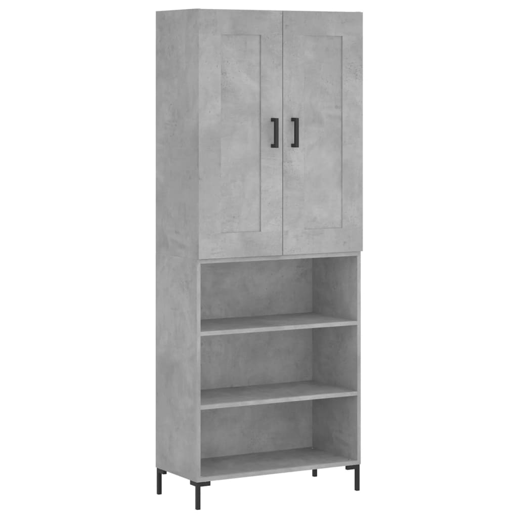 Hoge kast 69,5x34x180 cm bewerkt hout betongrijs is nu te koop bij PeponiXL, paradijselijk wonen!
