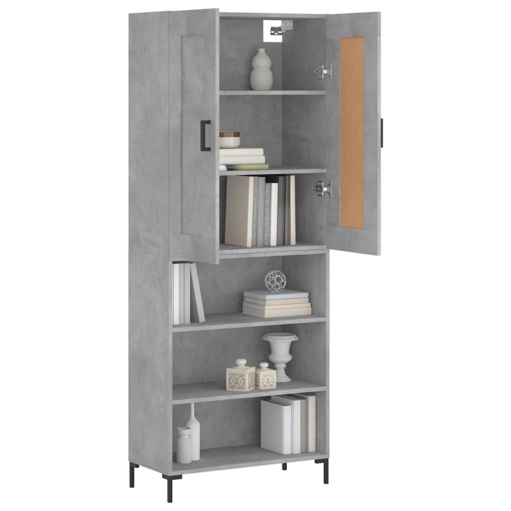 Hoge kast 69,5x34x180 cm bewerkt hout betongrijs is nu te koop bij PeponiXL, paradijselijk wonen!