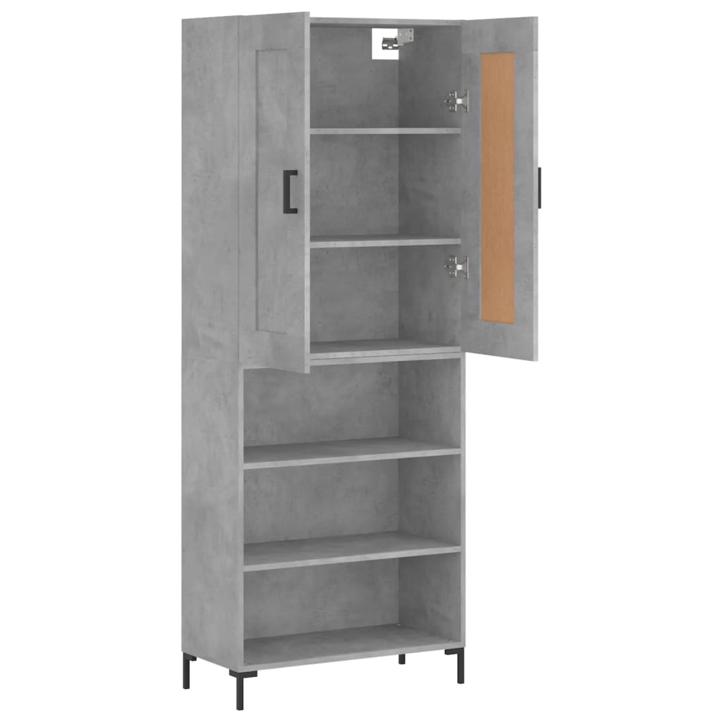 Hoge kast 69,5x34x180 cm bewerkt hout betongrijs is nu te koop bij PeponiXL, paradijselijk wonen!
