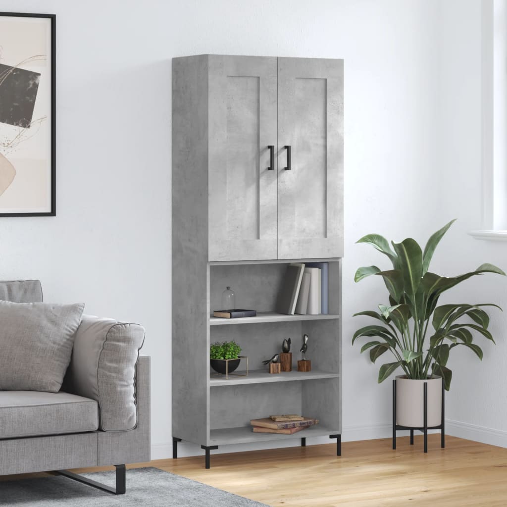 Hoge kast 69,5x34x180 cm bewerkt hout betongrijs is nu te koop bij PeponiXL, paradijselijk wonen!