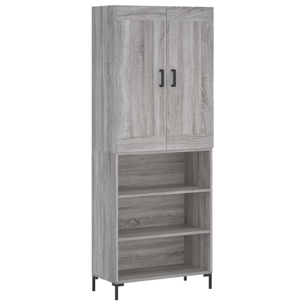 Hoge kast 69,5x34x180 cm bewerkt hout grijs sonoma eikenkleurig is nu te koop bij PeponiXL, paradijselijk wonen!