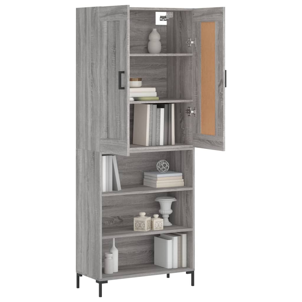 Hoge kast 69,5x34x180 cm bewerkt hout grijs sonoma eikenkleurig is nu te koop bij PeponiXL, paradijselijk wonen!