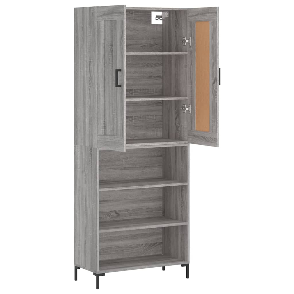 Hoge kast 69,5x34x180 cm bewerkt hout grijs sonoma eikenkleurig is nu te koop bij PeponiXL, paradijselijk wonen!