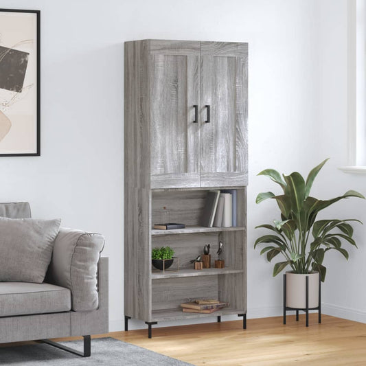 Hoge kast 69,5x34x180 cm bewerkt hout grijs sonoma eikenkleurig is nu te koop bij PeponiXL, paradijselijk wonen!