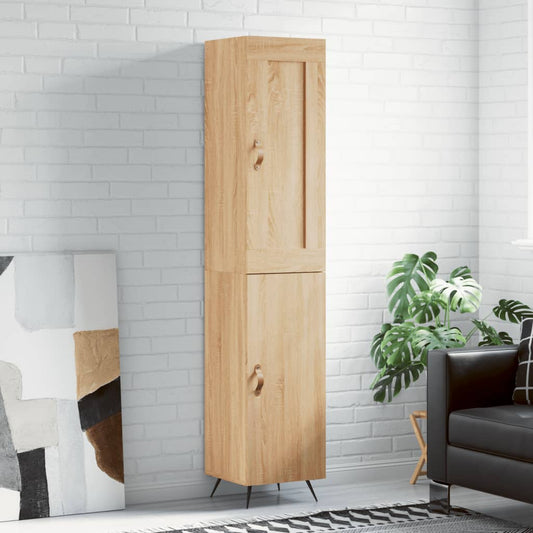 Hoge kast 34,5x34x180 cm bewerkt hout sonoma eikenkleurig is nu te koop bij PeponiXL, paradijselijk wonen!