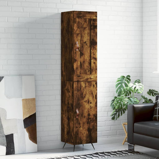 Hoge kast 34,5x34x180 cm bewerkt hout gerookt eikenkleurig is nu te koop bij PeponiXL, paradijselijk wonen!