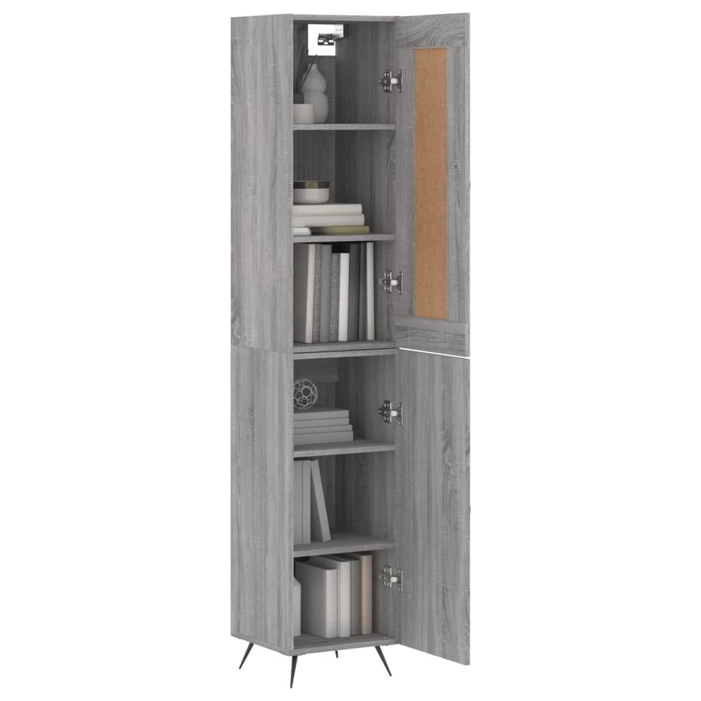 Hoge kast 34,5x34x180 cm bewerkt hout grijs sonoma eikenkleurig is nu te koop bij PeponiXL, paradijselijk wonen!
