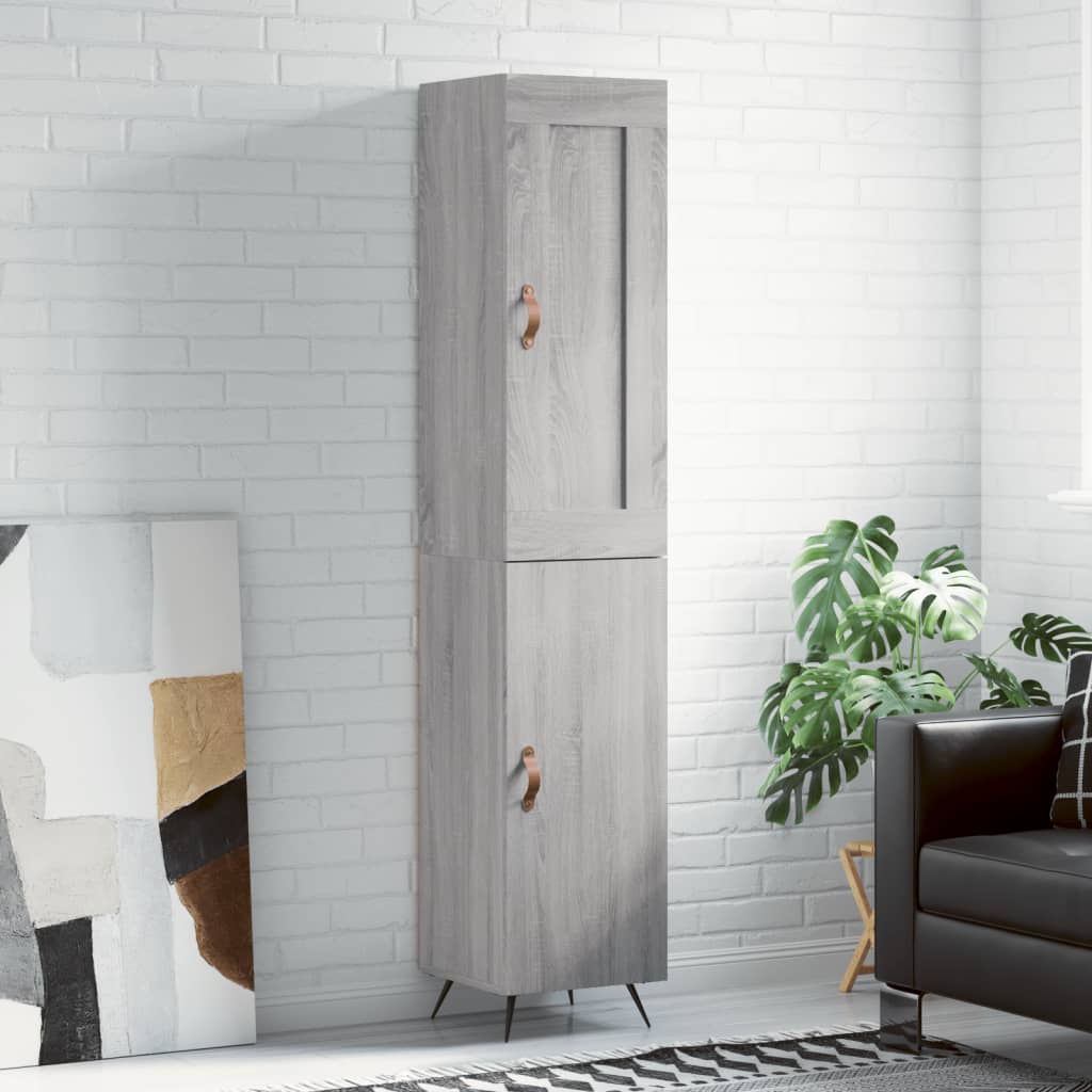 Hoge kast 34,5x34x180 cm bewerkt hout grijs sonoma eikenkleurig is nu te koop bij PeponiXL, paradijselijk wonen!