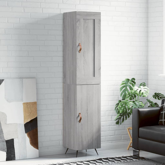 Hoge kast 34,5x34x180 cm bewerkt hout grijs sonoma eikenkleurig is nu te koop bij PeponiXL, paradijselijk wonen!