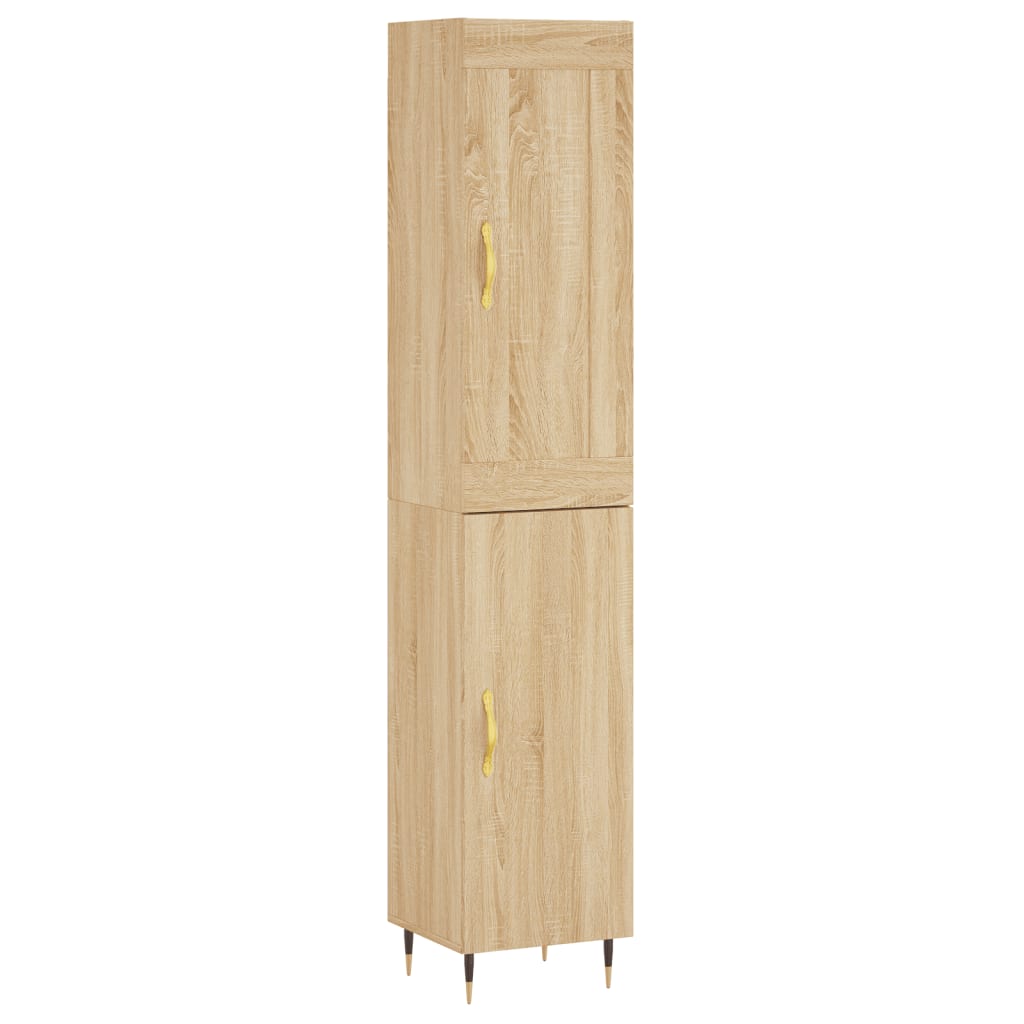 Hoge kast 34,5x34x180 cm bewerkt hout sonoma eikenkleurig is nu te koop bij PeponiXL, paradijselijk wonen!