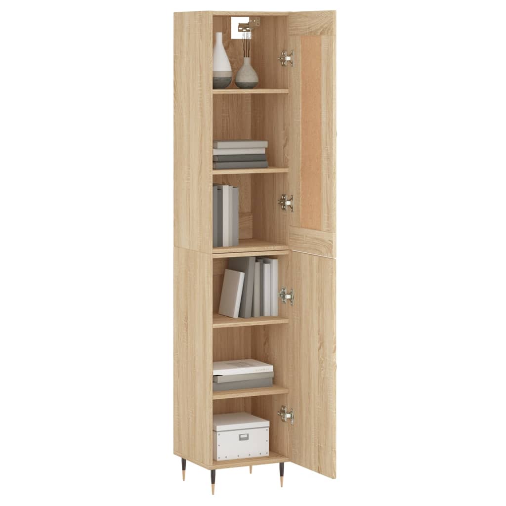 Hoge kast 34,5x34x180 cm bewerkt hout sonoma eikenkleurig is nu te koop bij PeponiXL, paradijselijk wonen!