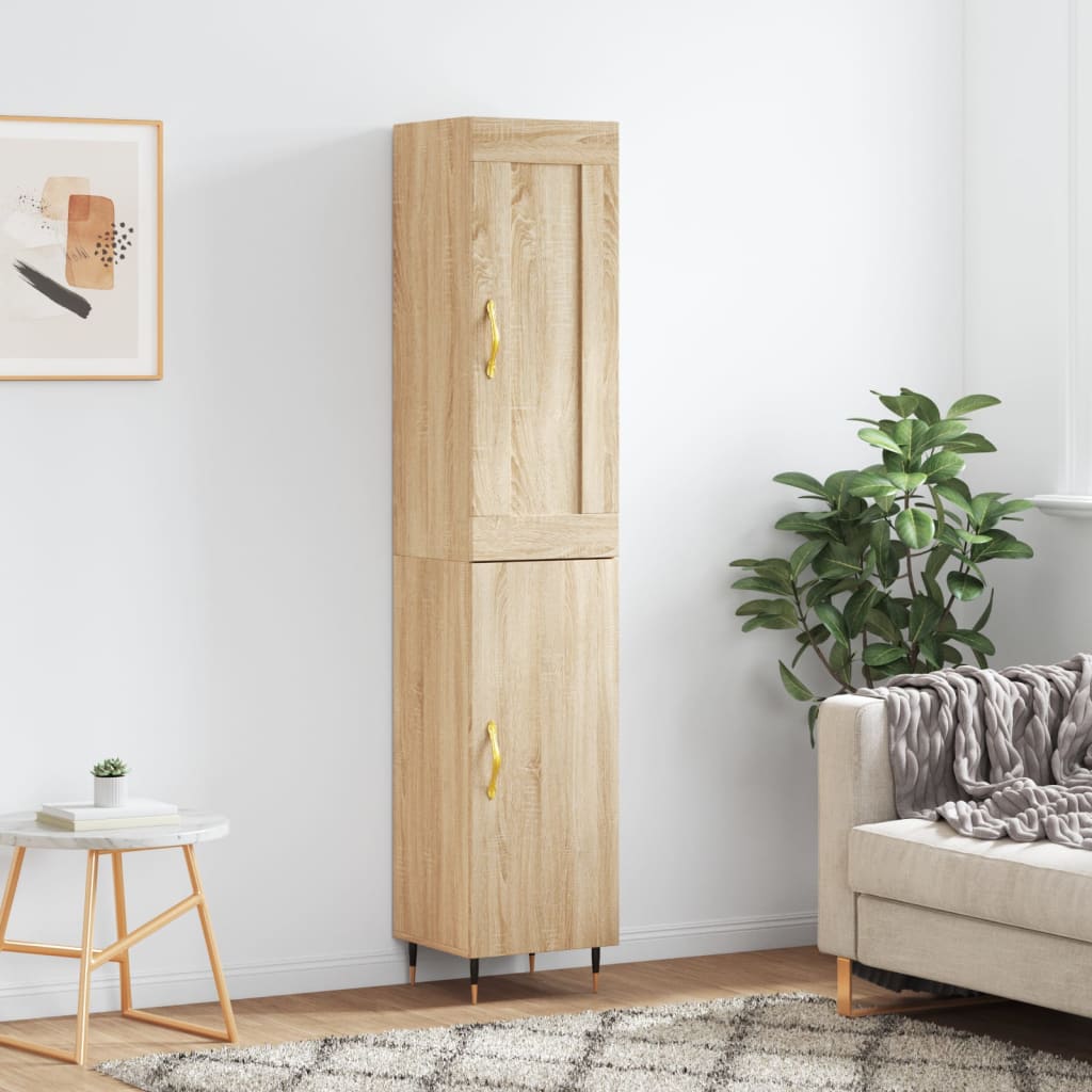 Hoge kast 34,5x34x180 cm bewerkt hout sonoma eikenkleurig is nu te koop bij PeponiXL, paradijselijk wonen!
