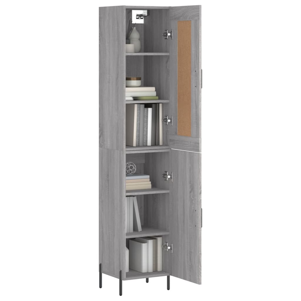 Hoge kast 34,5x34x180 cm bewerkt hout grijs sonoma eikenkleurig is nu te koop bij PeponiXL, paradijselijk wonen!