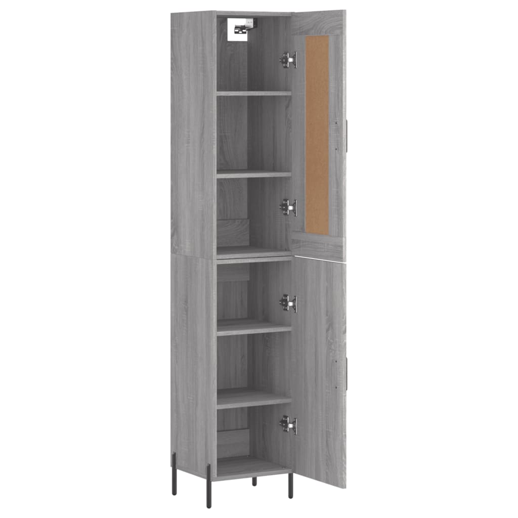 Hoge kast 34,5x34x180 cm bewerkt hout grijs sonoma eikenkleurig is nu te koop bij PeponiXL, paradijselijk wonen!