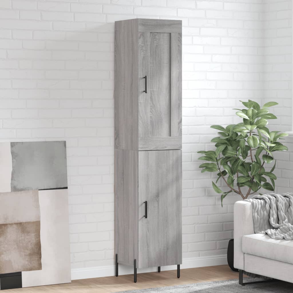 Hoge kast 34,5x34x180 cm bewerkt hout grijs sonoma eikenkleurig is nu te koop bij PeponiXL, paradijselijk wonen!
