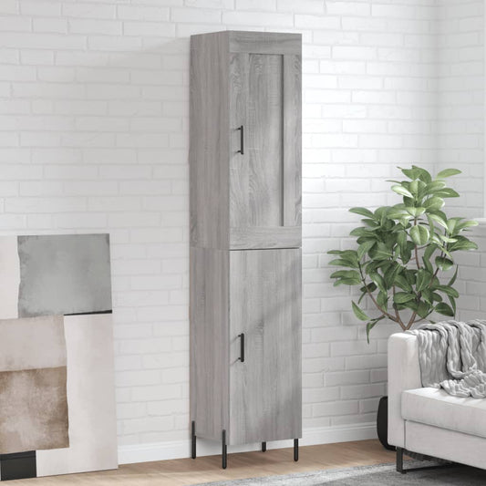 Hoge kast 34,5x34x180 cm bewerkt hout grijs sonoma eikenkleurig is nu te koop bij PeponiXL, paradijselijk wonen!