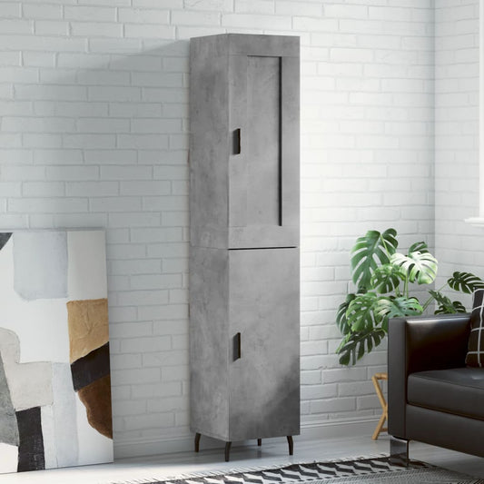 Hoge kast 34,5x34x180 cm bewerkt hout betongrijs is nu te koop bij PeponiXL, paradijselijk wonen!