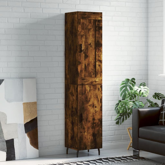 Hoge kast 34,5x34x180 cm bewerkt hout gerookt eikenkleurig is nu te koop bij PeponiXL, paradijselijk wonen!