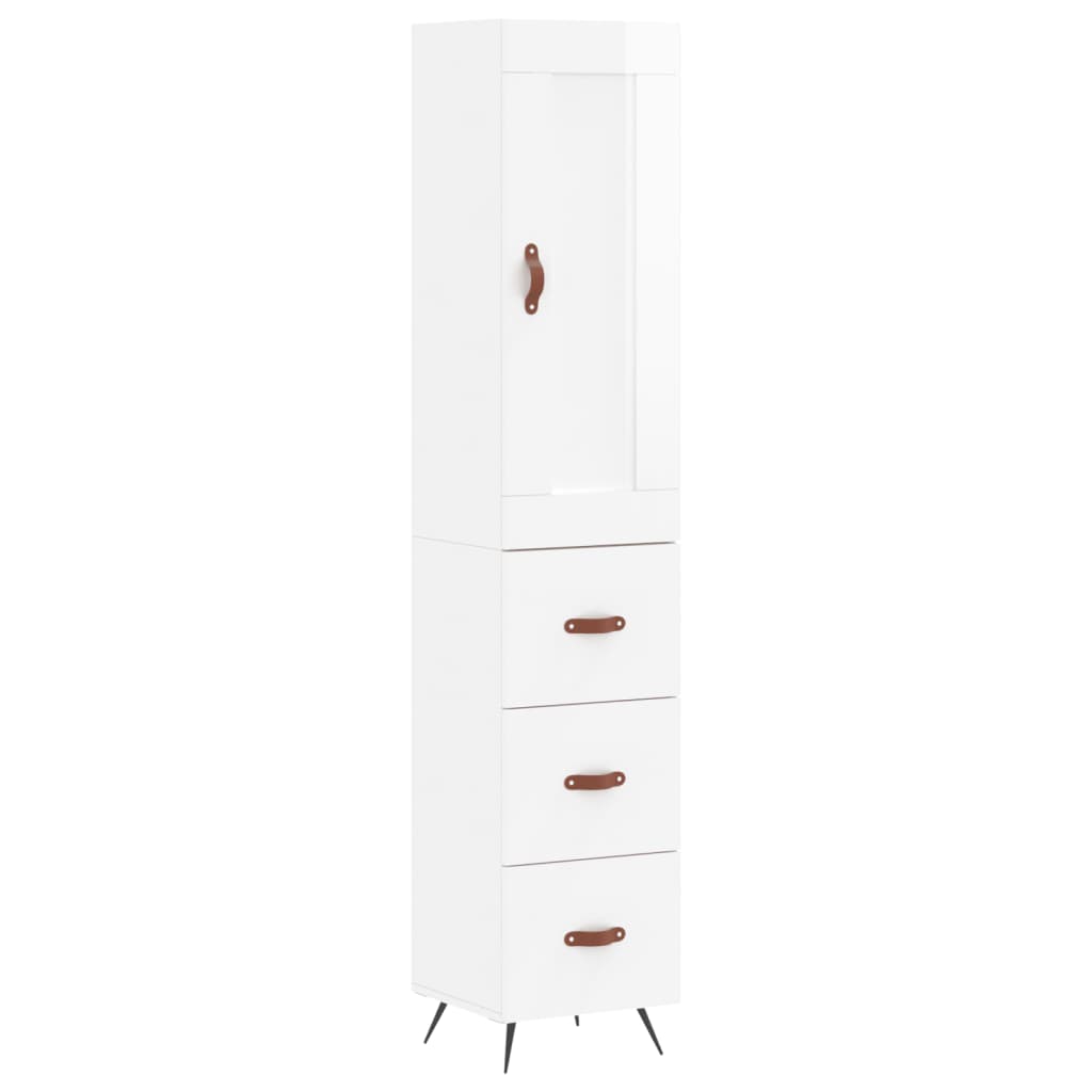 Hoge kast 34,5x34x180 cm bewerkt hout hoogglans wit is nu te koop bij PeponiXL, paradijselijk wonen!