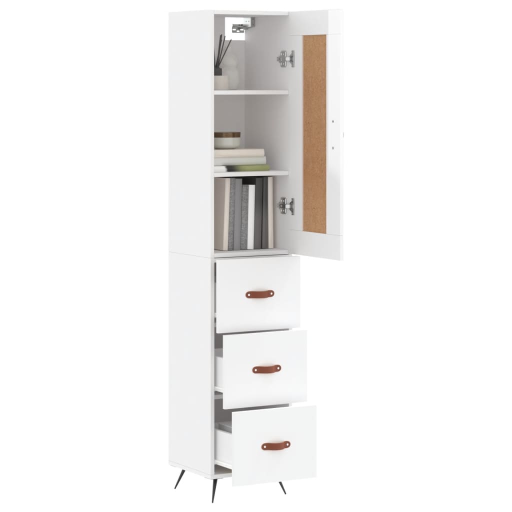 Hoge kast 34,5x34x180 cm bewerkt hout hoogglans wit is nu te koop bij PeponiXL, paradijselijk wonen!