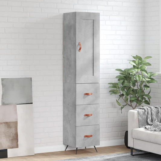 Hoge kast 34,5x34x180 cm bewerkt hout betongrijs is nu te koop bij PeponiXL, paradijselijk wonen!