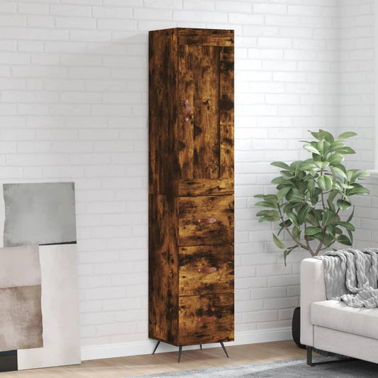 Hoge kast 34,5x34x180 cm bewerkt hout gerookt eikenkleurig is nu te koop bij PeponiXL, paradijselijk wonen!