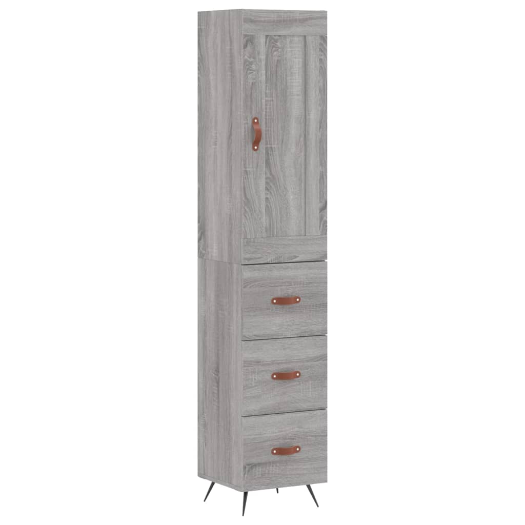 Hoge kast 34,5x34x180 cm bewerkt hout grijs sonoma eikenkleurig is nu te koop bij PeponiXL, paradijselijk wonen!