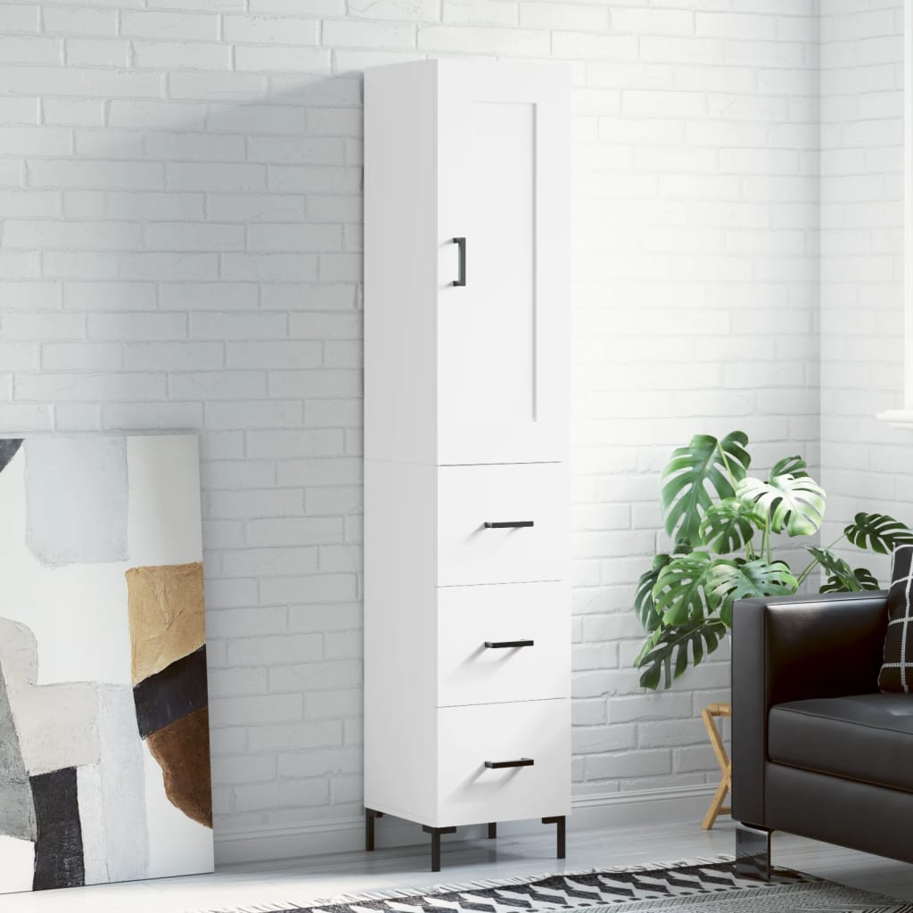 Hoge kast 34,5x34x180 cm bewerkt hout wit is nu te koop bij PeponiXL, paradijselijk wonen!