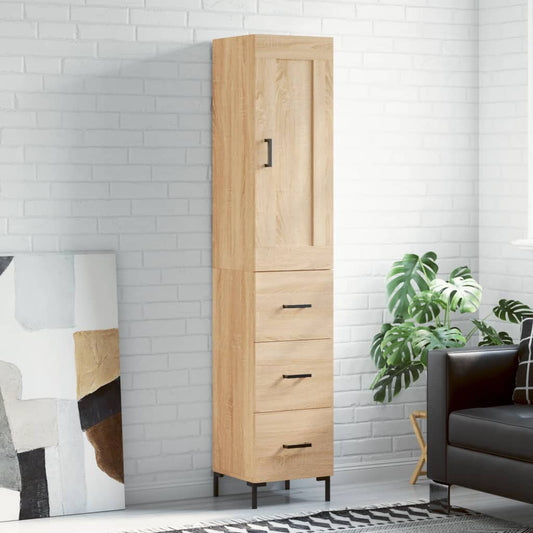 Hoge kast 34,5x34x180 cm bewerkt hout sonoma eikenkleurig is nu te koop bij PeponiXL, paradijselijk wonen!