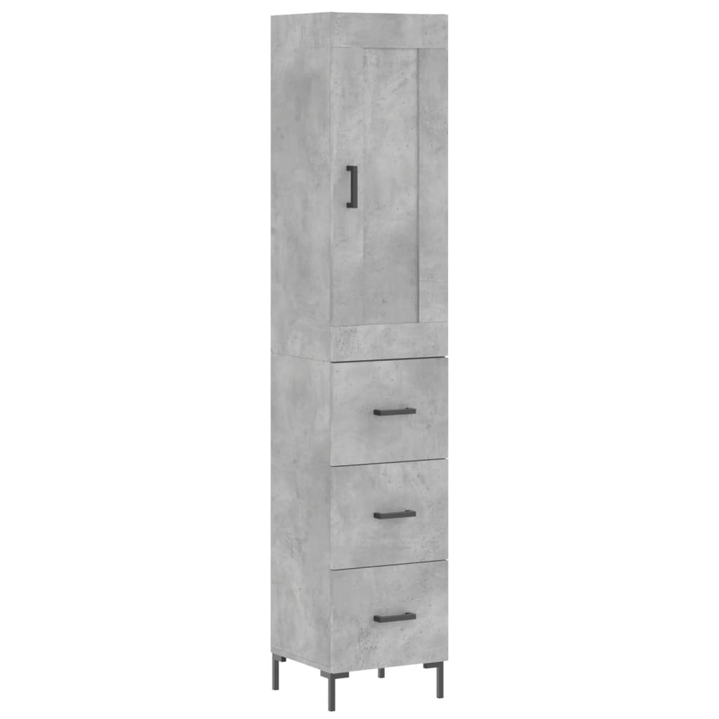 Hoge kast 34,5x34x180 cm bewerkt hout betongrijs is nu te koop bij PeponiXL, paradijselijk wonen!