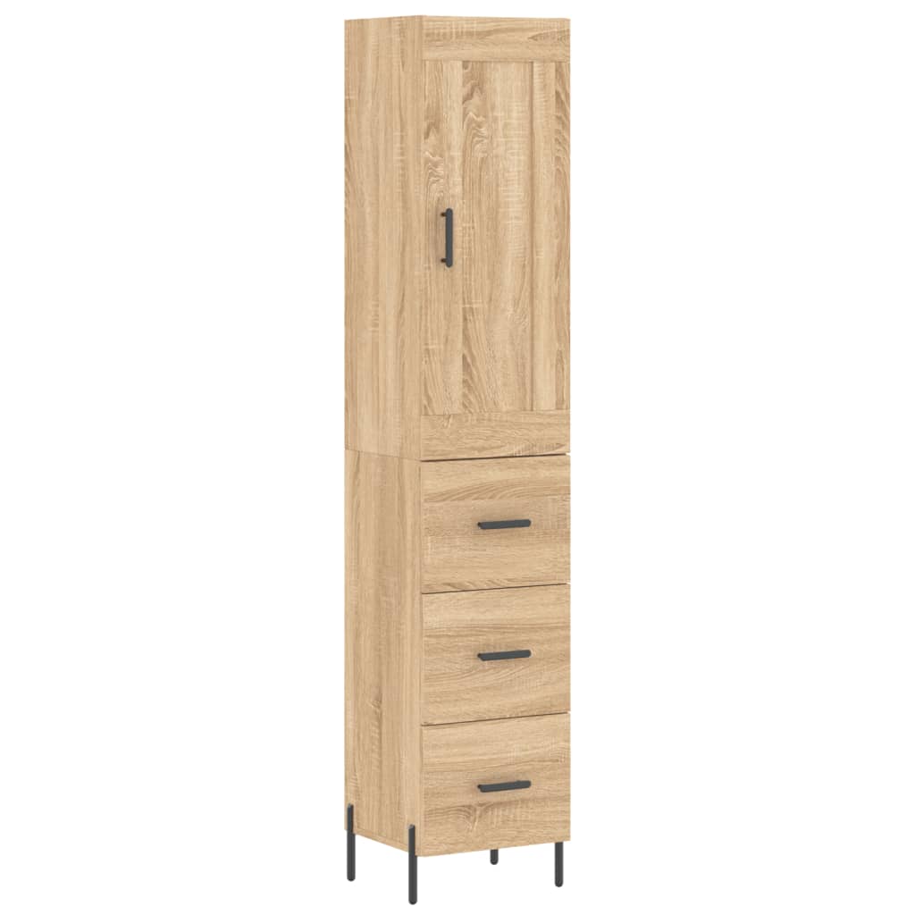 Hoge kast 34,5x34x180 cm bewerkt hout sonoma eikenkleurig is nu te koop bij PeponiXL, paradijselijk wonen!