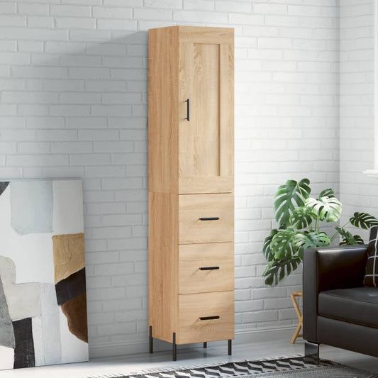 Hoge kast 34,5x34x180 cm bewerkt hout sonoma eikenkleurig is nu te koop bij PeponiXL, paradijselijk wonen!